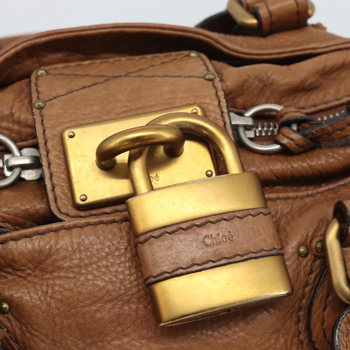 Chloe Paddington Hand Bag Leather Brown Gold Silver Auth am11945V