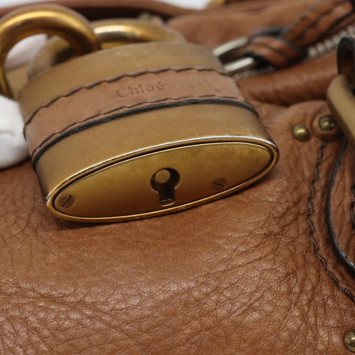 Chloe Paddington Hand Bag Leather Brown Gold Silver Auth am11945V