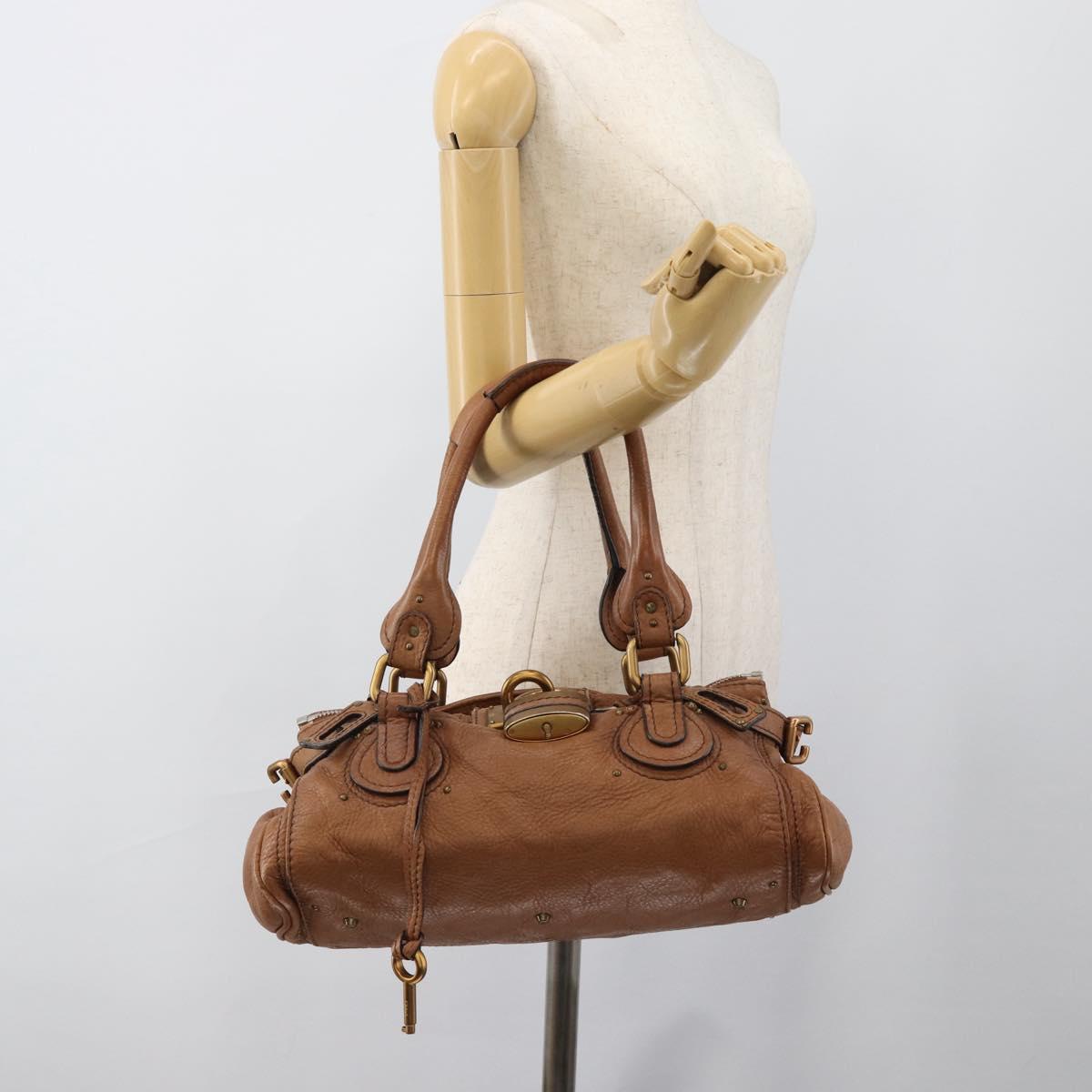 Chloe Paddington Hand Bag Leather Brown Gold Silver Auth am11945V