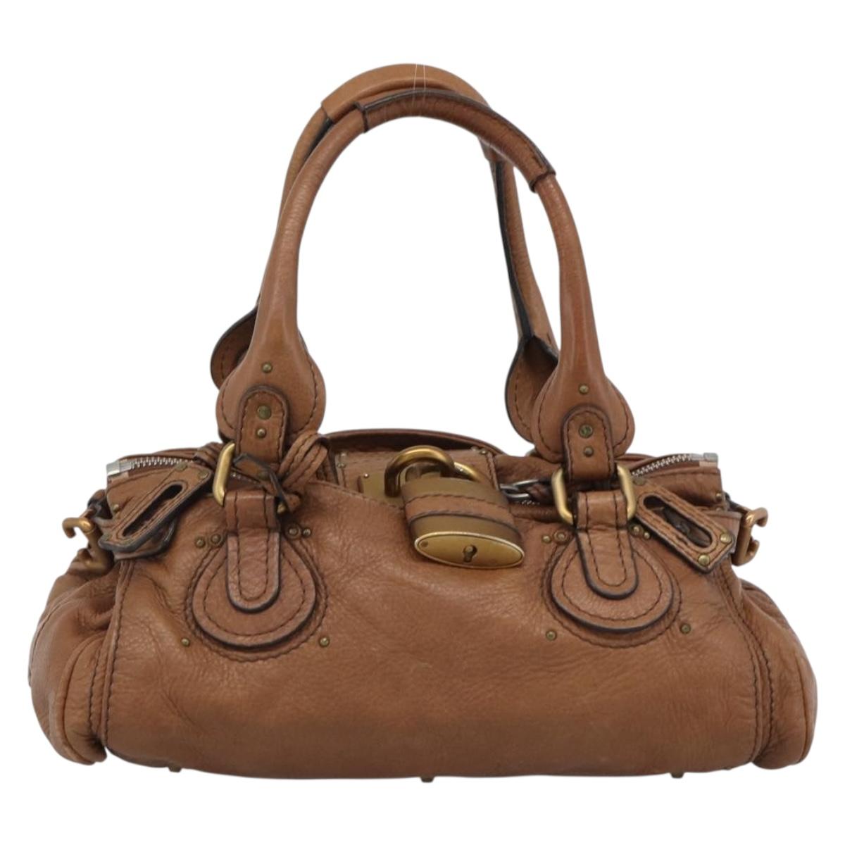 Chloe Paddington Hand Bag Leather Brown Gold Silver Auth am11945V
