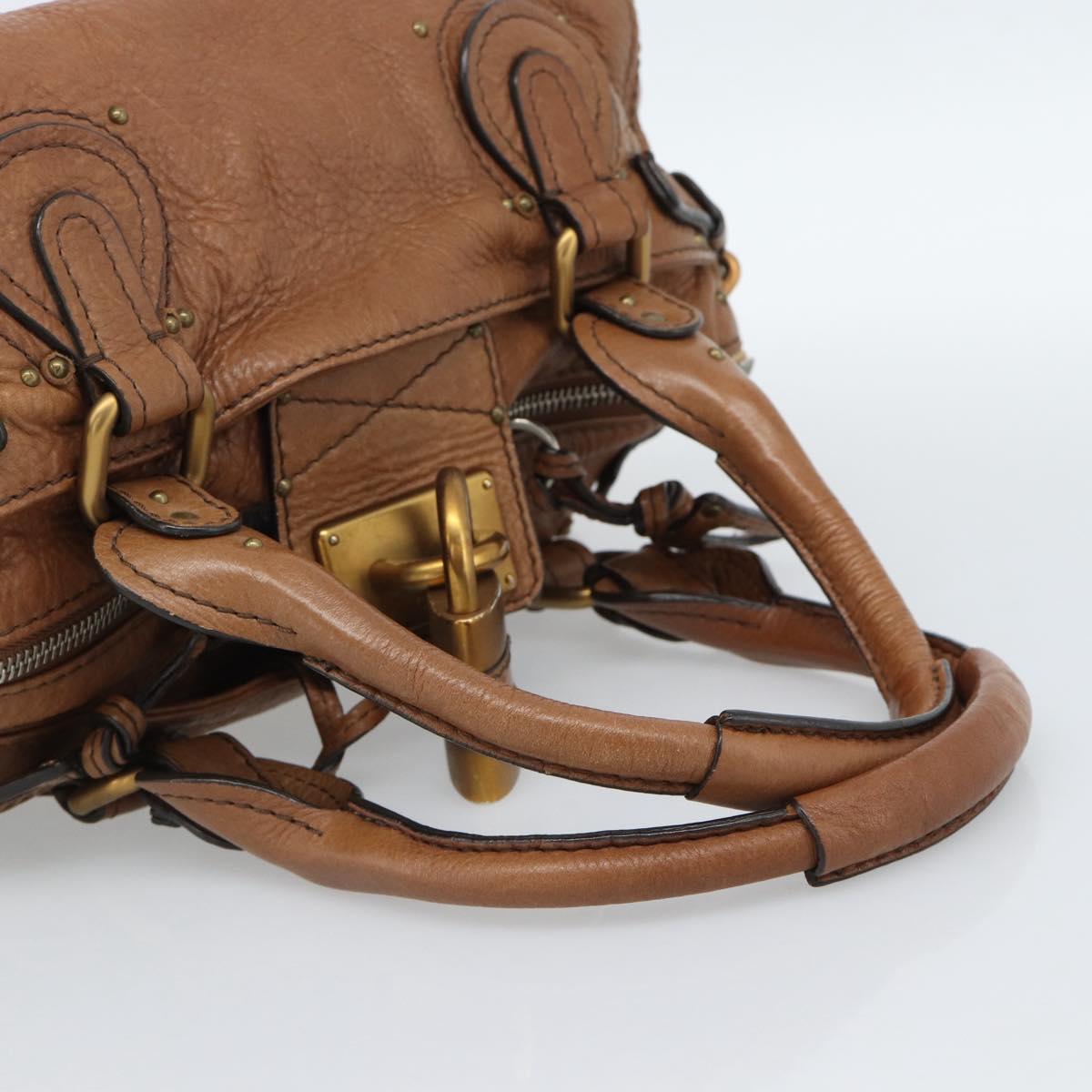 Chloe Paddington Hand Bag Leather Brown Gold Silver Auth am11945V