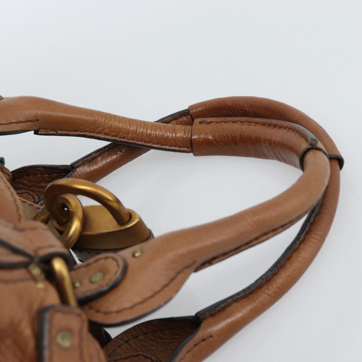 Chloe Paddington Hand Bag Leather Brown Gold Silver Auth am11945V
