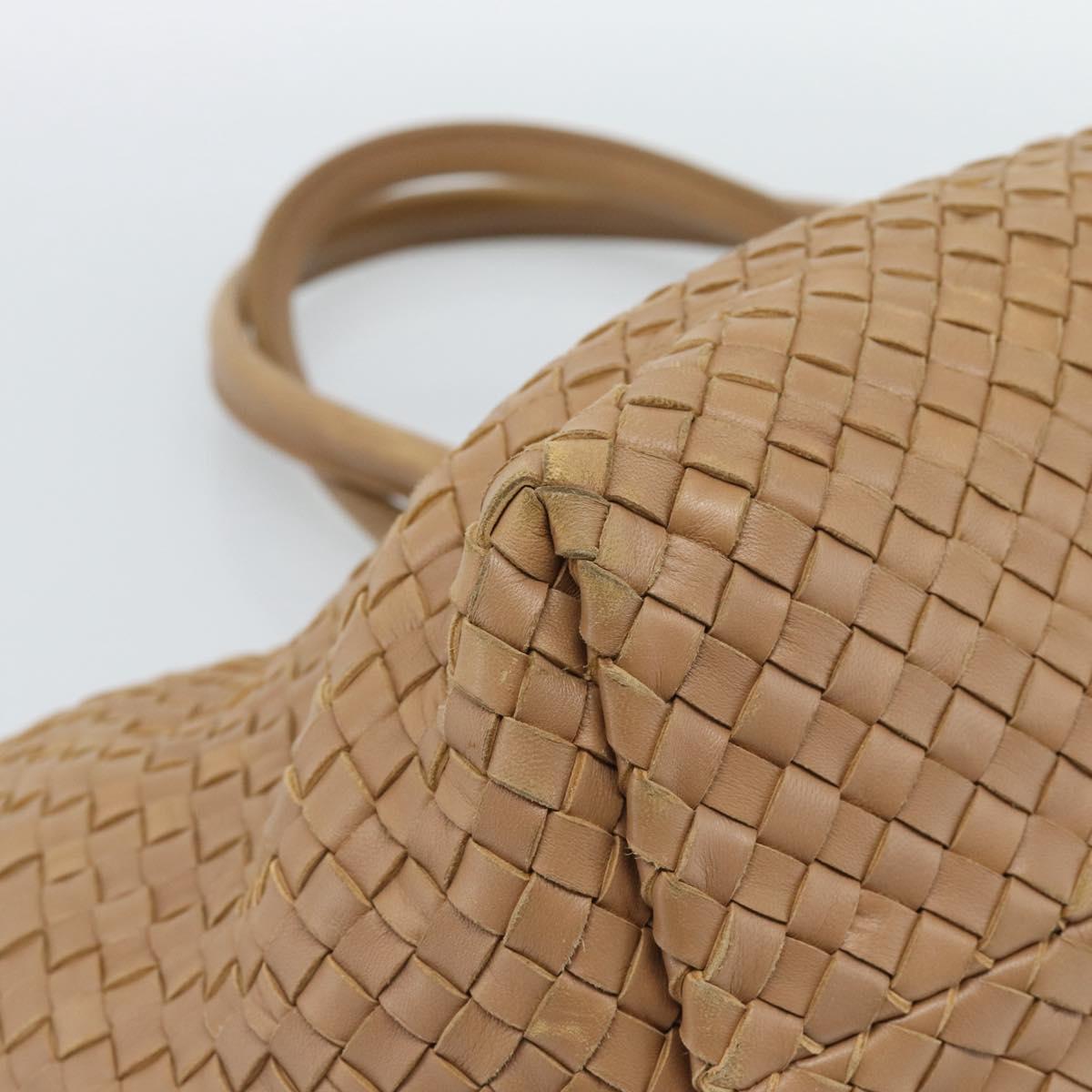 BOTTEGA VENETA INTRECCIATO Cabas MM Tote Bag Leather Beige 115664 Auth am11951V
