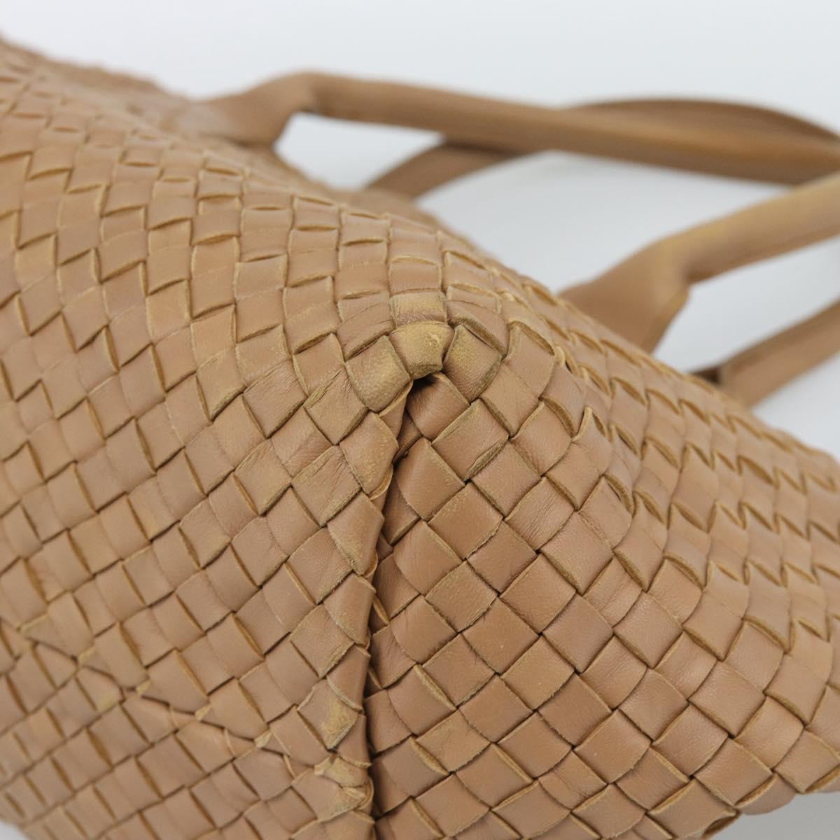 BOTTEGA VENETA INTRECCIATO Cabas MM Tote Bag Leather Beige 115664 Auth am11951V