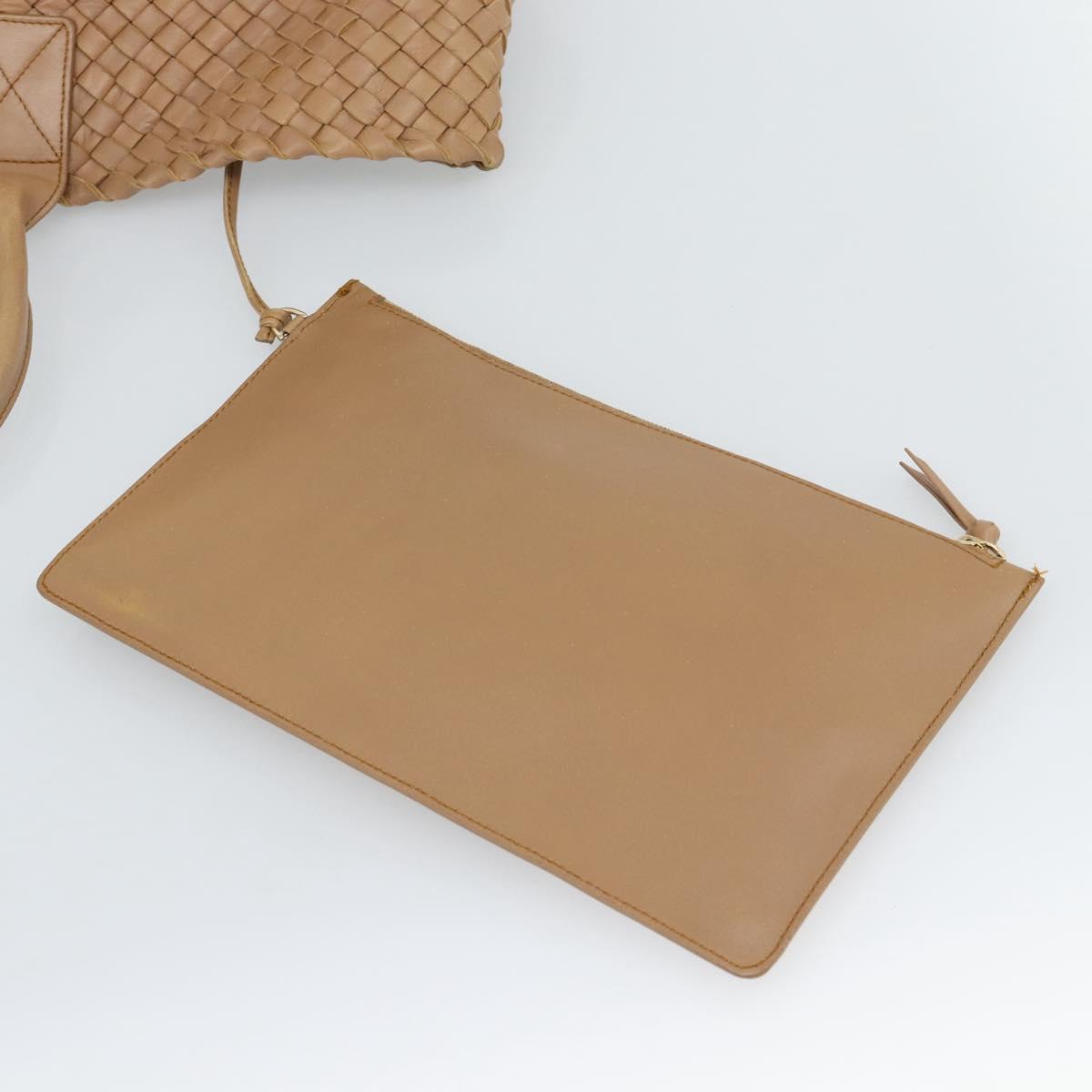BOTTEGA VENETA INTRECCIATO Cabas MM Tote Bag Leather Beige 115664 Auth am11951V