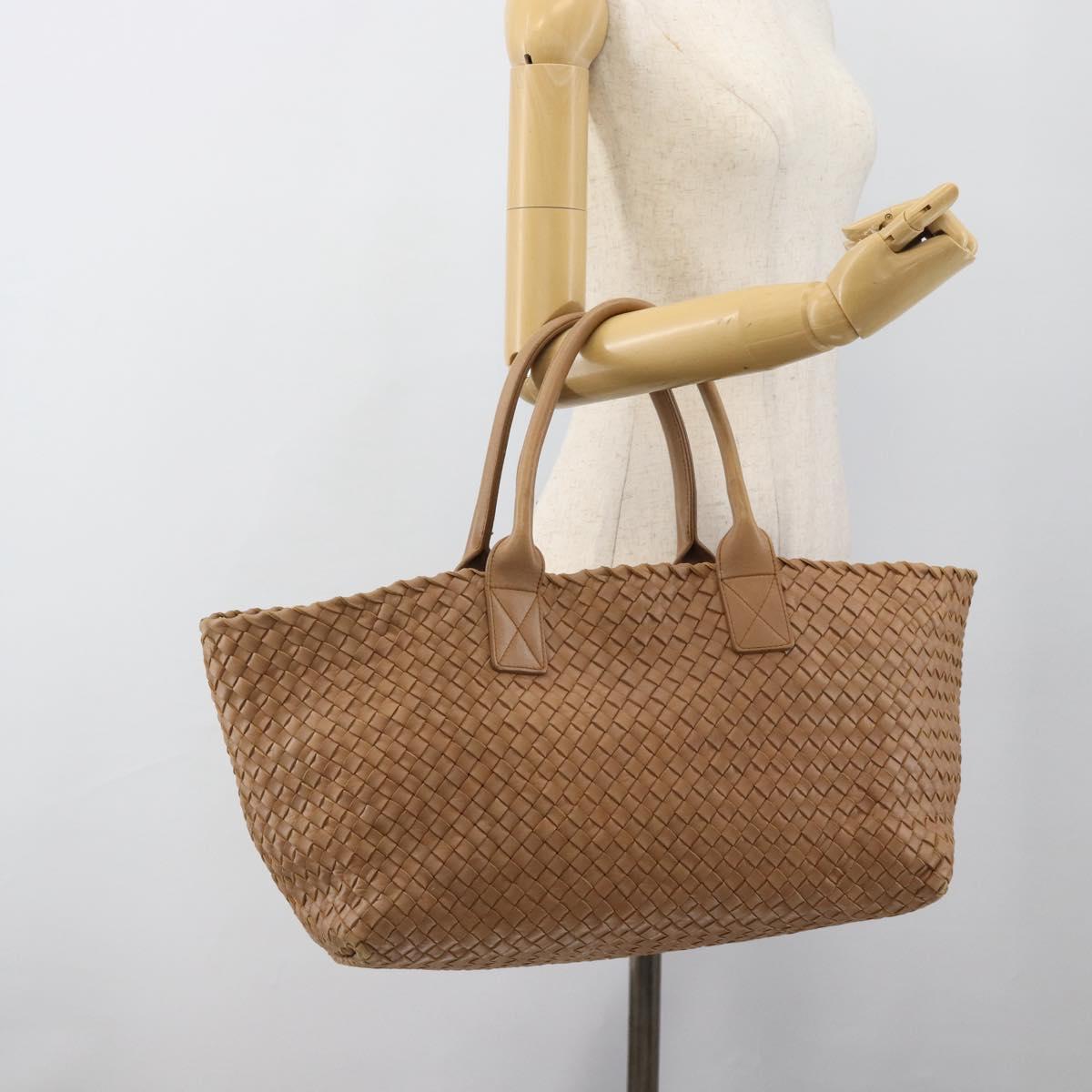 BOTTEGA VENETA INTRECCIATO Cabas MM Tote Bag Leather Beige 115664 Auth am11951V