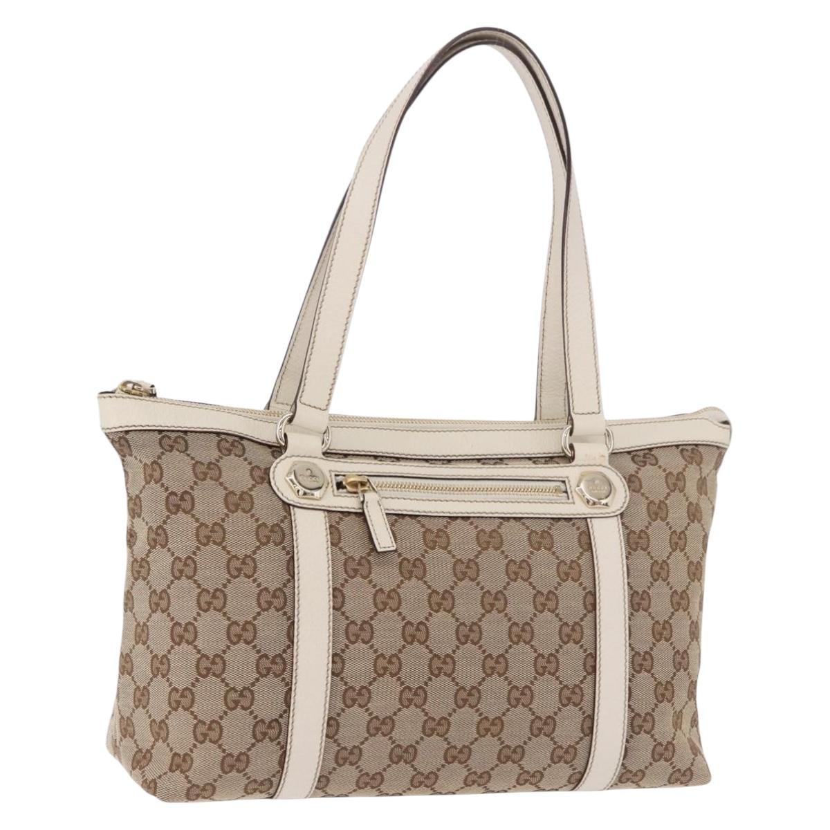 GUCCI GG Canvas Tote Bag Beige Gold 153008 Auth am11952V