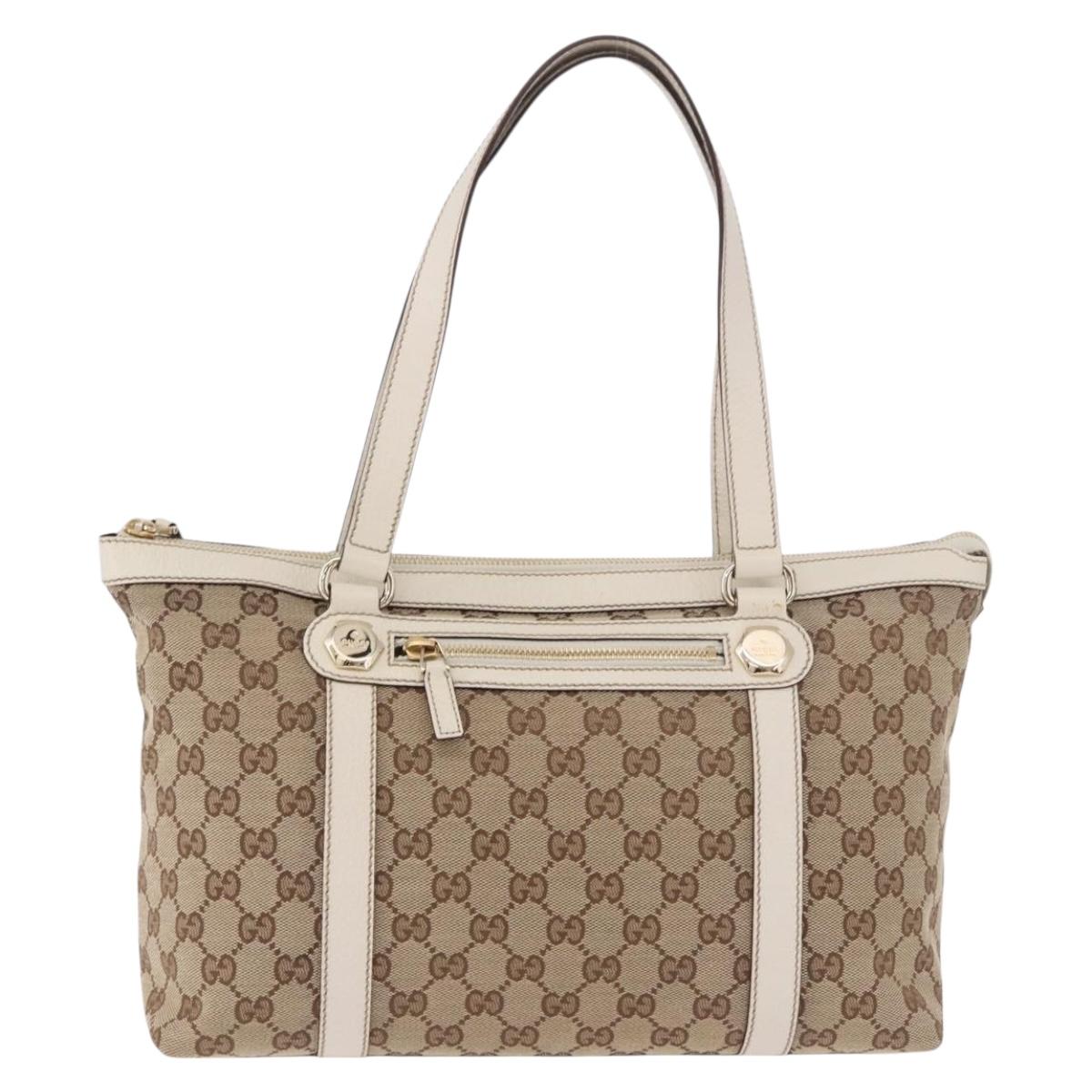 GUCCI GG Canvas Tote Bag Beige Gold 153008 Auth am11952V