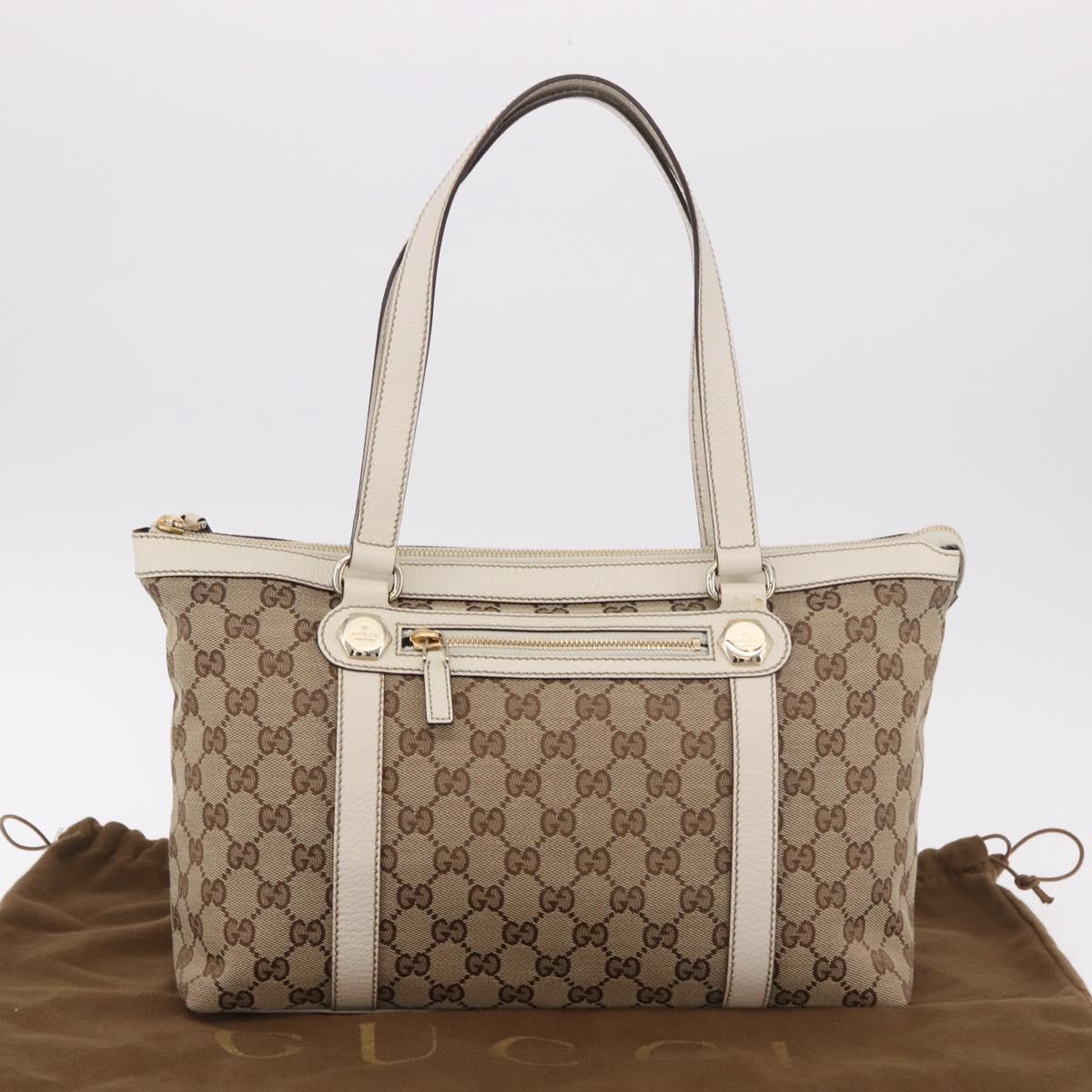 GUCCI GG Canvas Tote Bag Beige Gold 153008 Auth am11952V