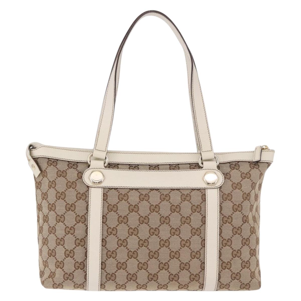 GUCCI GG Canvas Tote Bag Beige Gold 153008 Auth am11952V