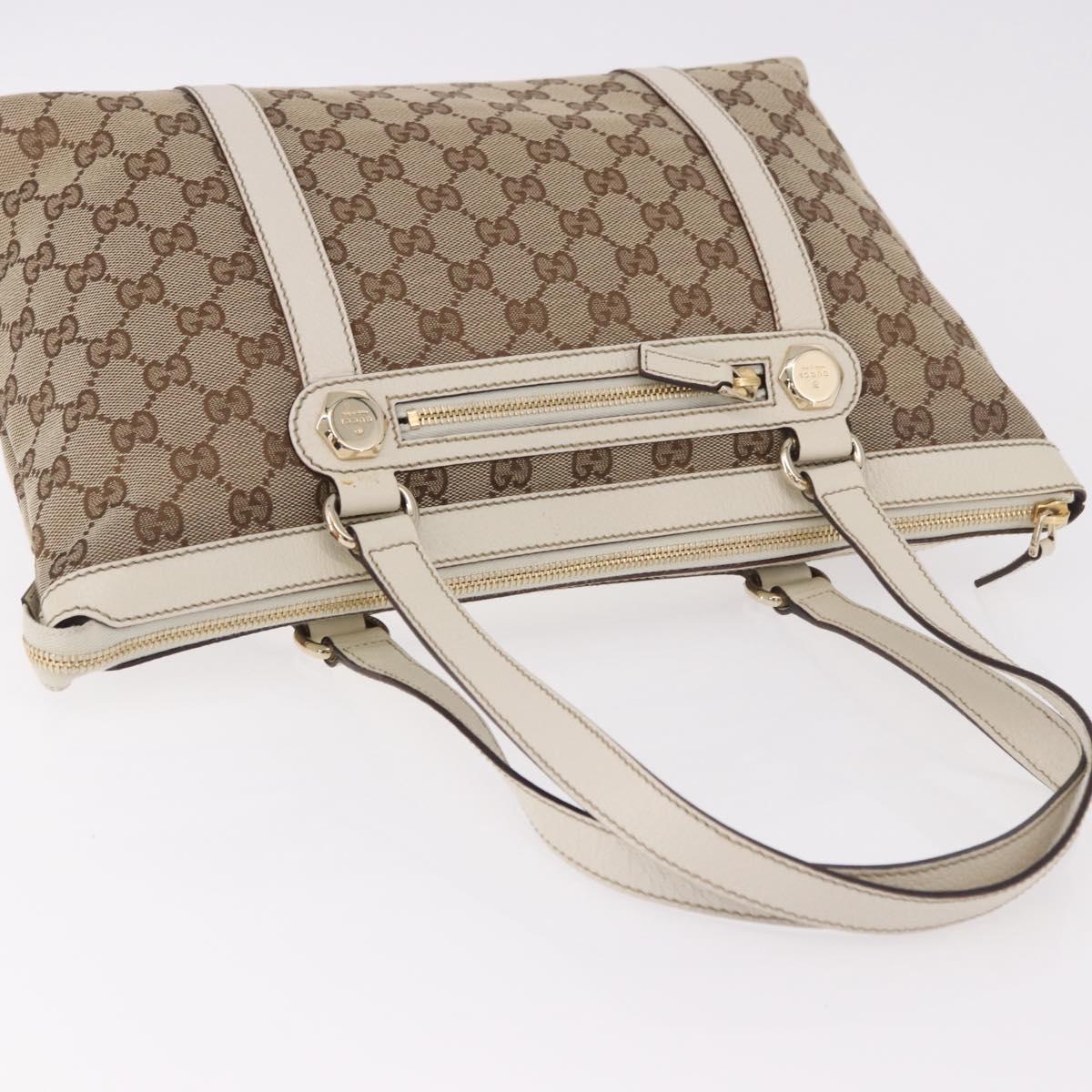 GUCCI GG Canvas Tote Bag Beige Gold 153008 Auth am11952V