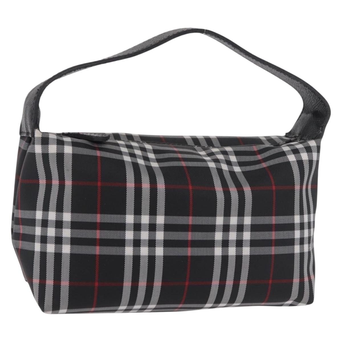 BURBERRY Hand Pouch Nylon Black Silver Auth am11953V