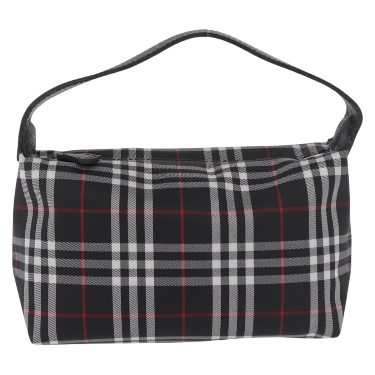 BURBERRY Hand Pouch Nylon Black Silver Auth am11953V