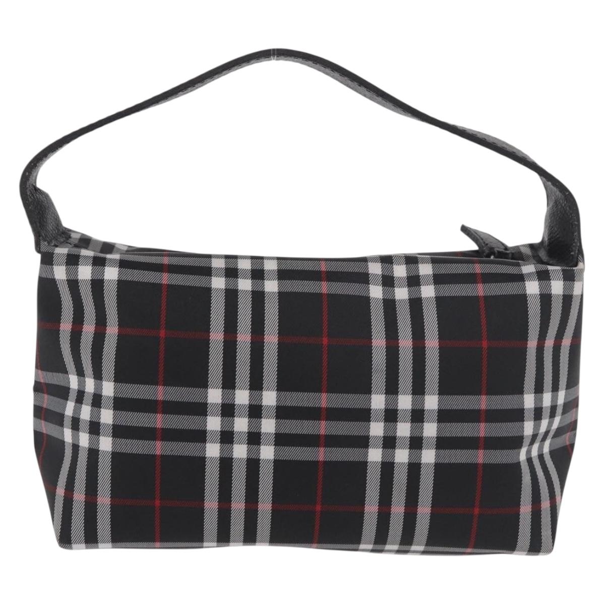 BURBERRY Hand Pouch Nylon Black Silver Auth am11953V
