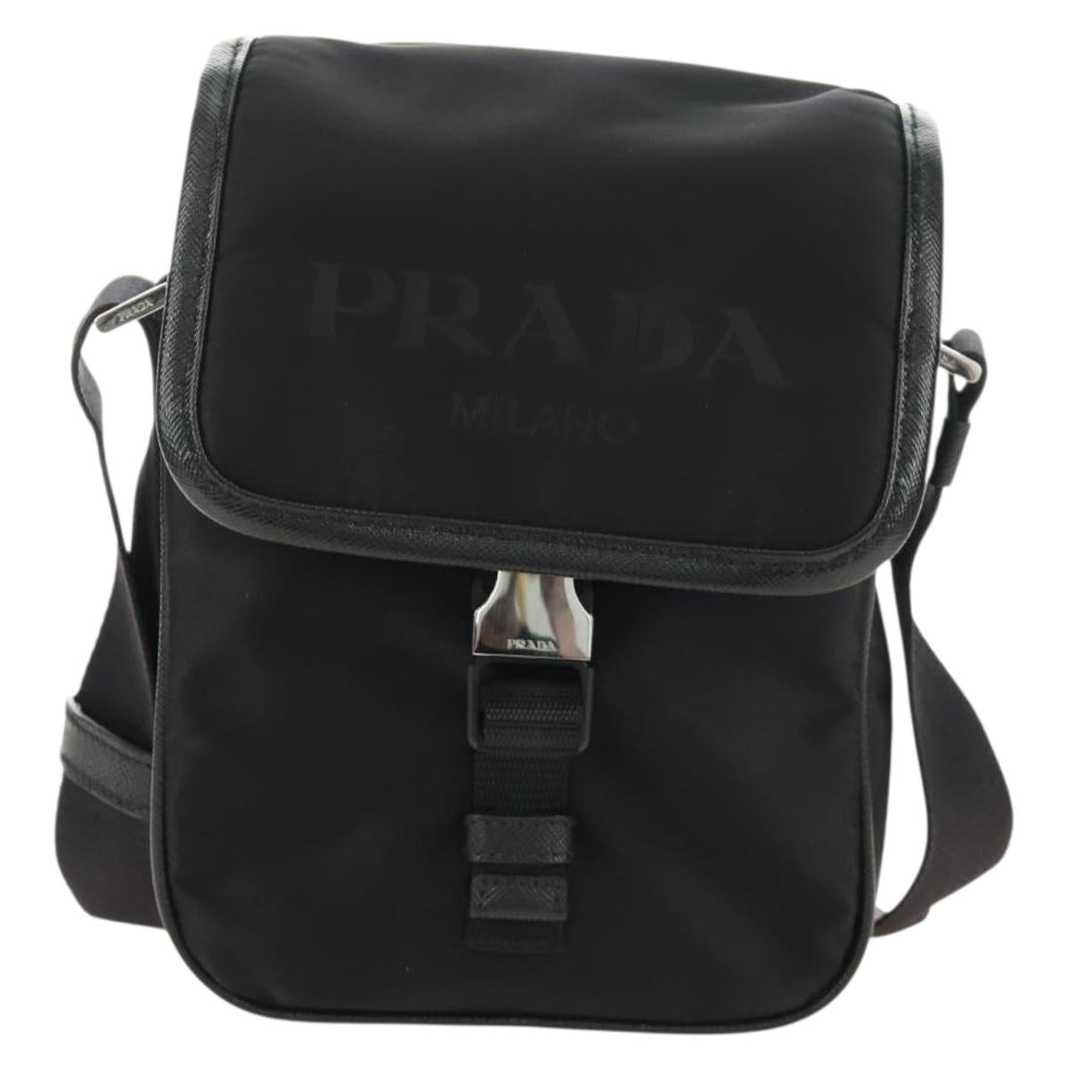 PRADA Shoulder Bag Nylon Black Silver Auth am11956SAM