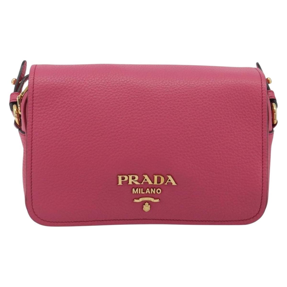 PRADA Shoulder Bag Safiano leather Pink Gold 1BD163 Auth am11957M