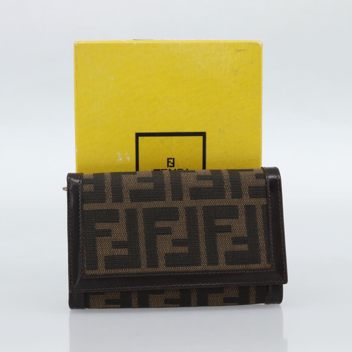 FENDI Zucca Canvas Bifold Wallet Black Brown Auth am11958V
