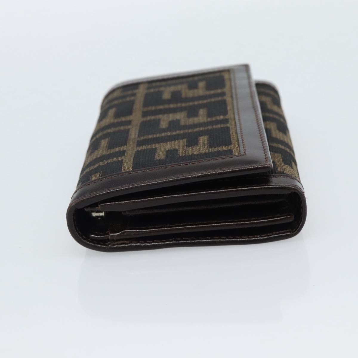 FENDI Zucca Canvas Bifold Wallet Black Brown Auth am11958V