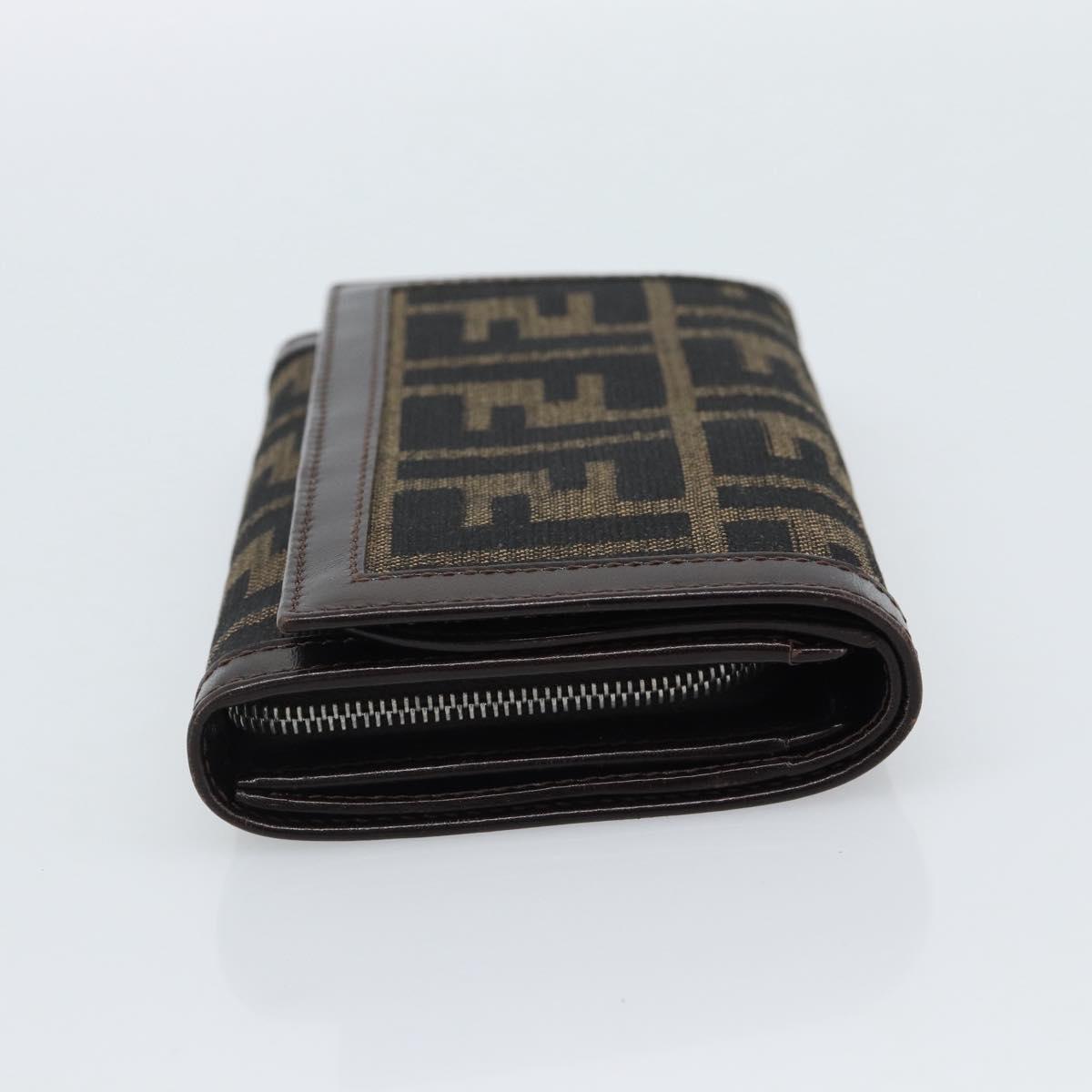FENDI Zucca Canvas Bifold Wallet Black Brown Auth am11958V