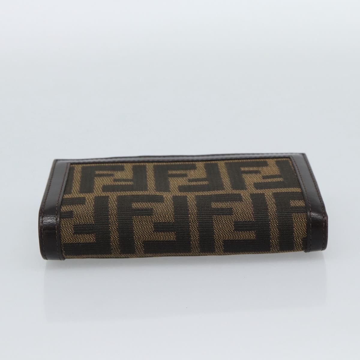 FENDI Zucca Canvas Bifold Wallet Black Brown Auth am11958V