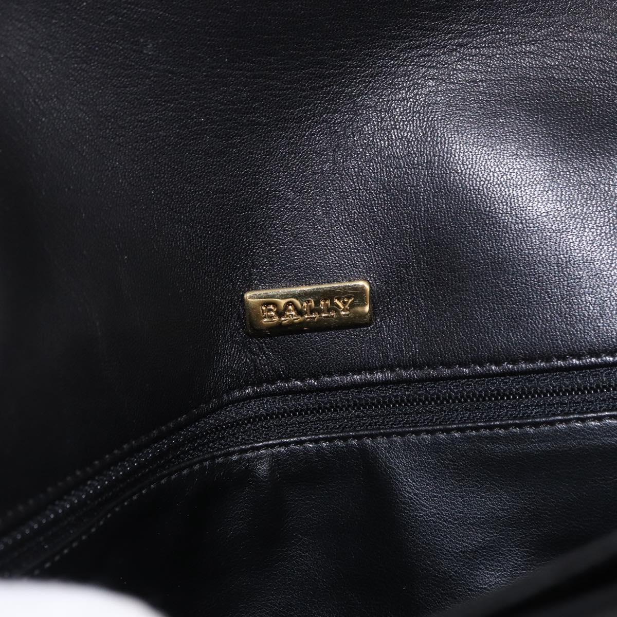 BALLY Double Flap Chain Shoulder Bag Leather Black Gold Auth am11961V