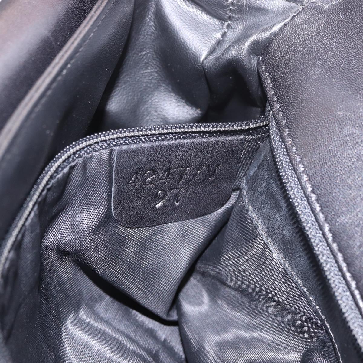 BALLY Double Flap Chain Shoulder Bag Leather Black Gold Auth am11961V