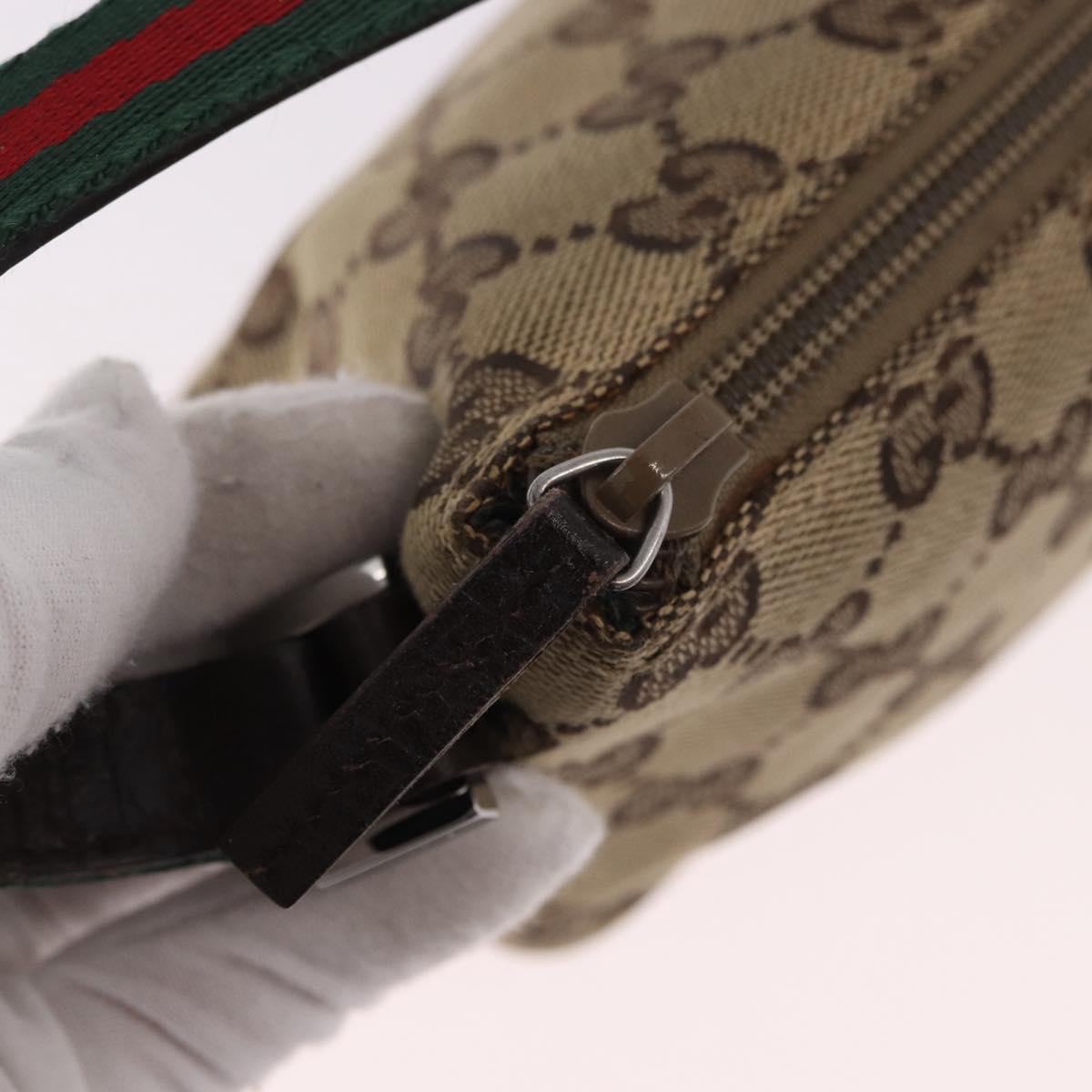 GUCCI GG Canvas Accessories Sherry Line Bag Beige Silver 141809 Auth am11962A