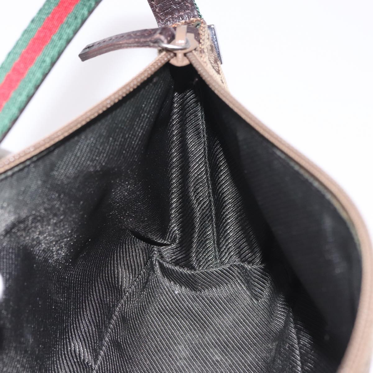 GUCCI GG Canvas Accessories Sherry Line Bag Beige Silver 141809 Auth am11962A