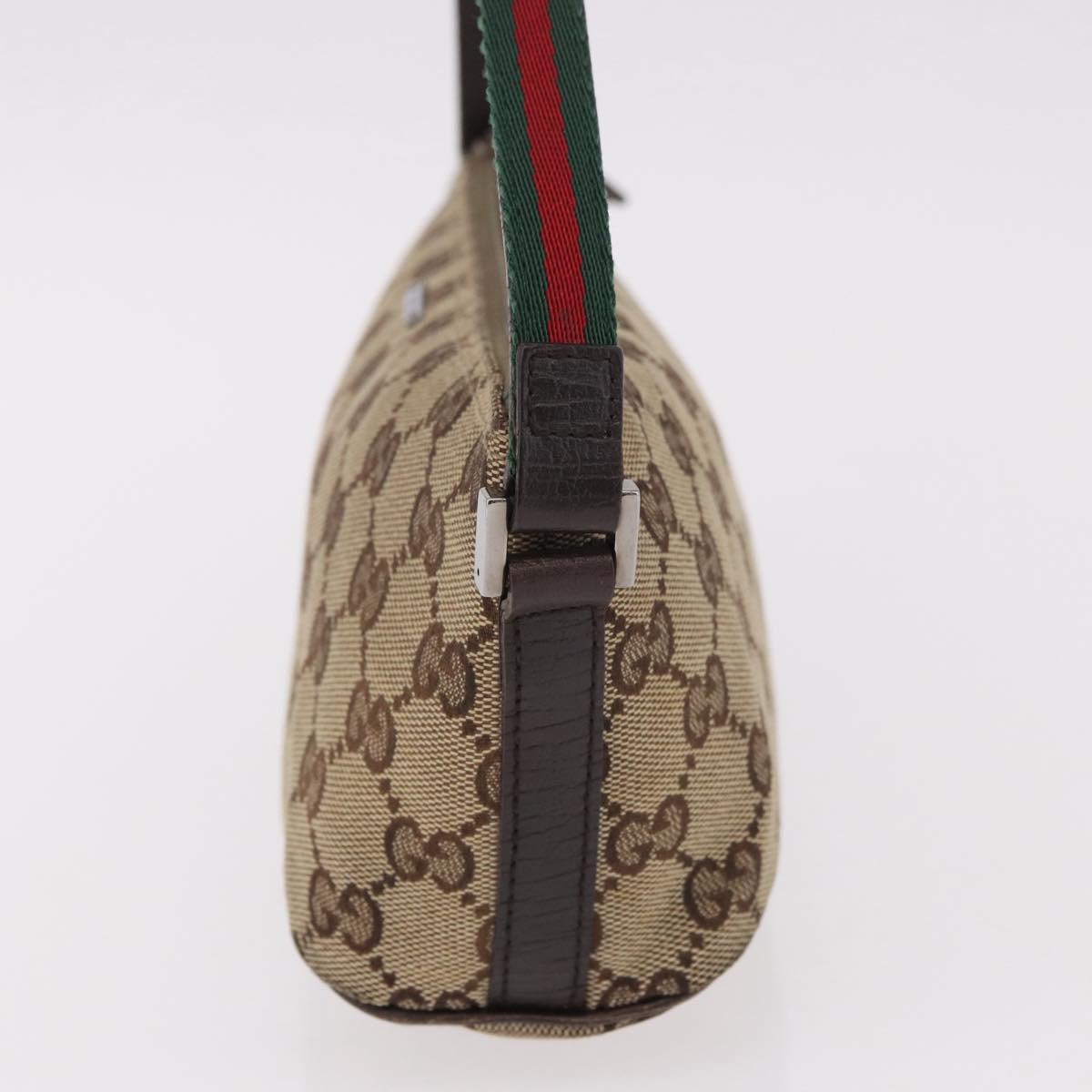 GUCCI GG Canvas Accessories Sherry Line Bag Beige Silver 141809 Auth am11962A