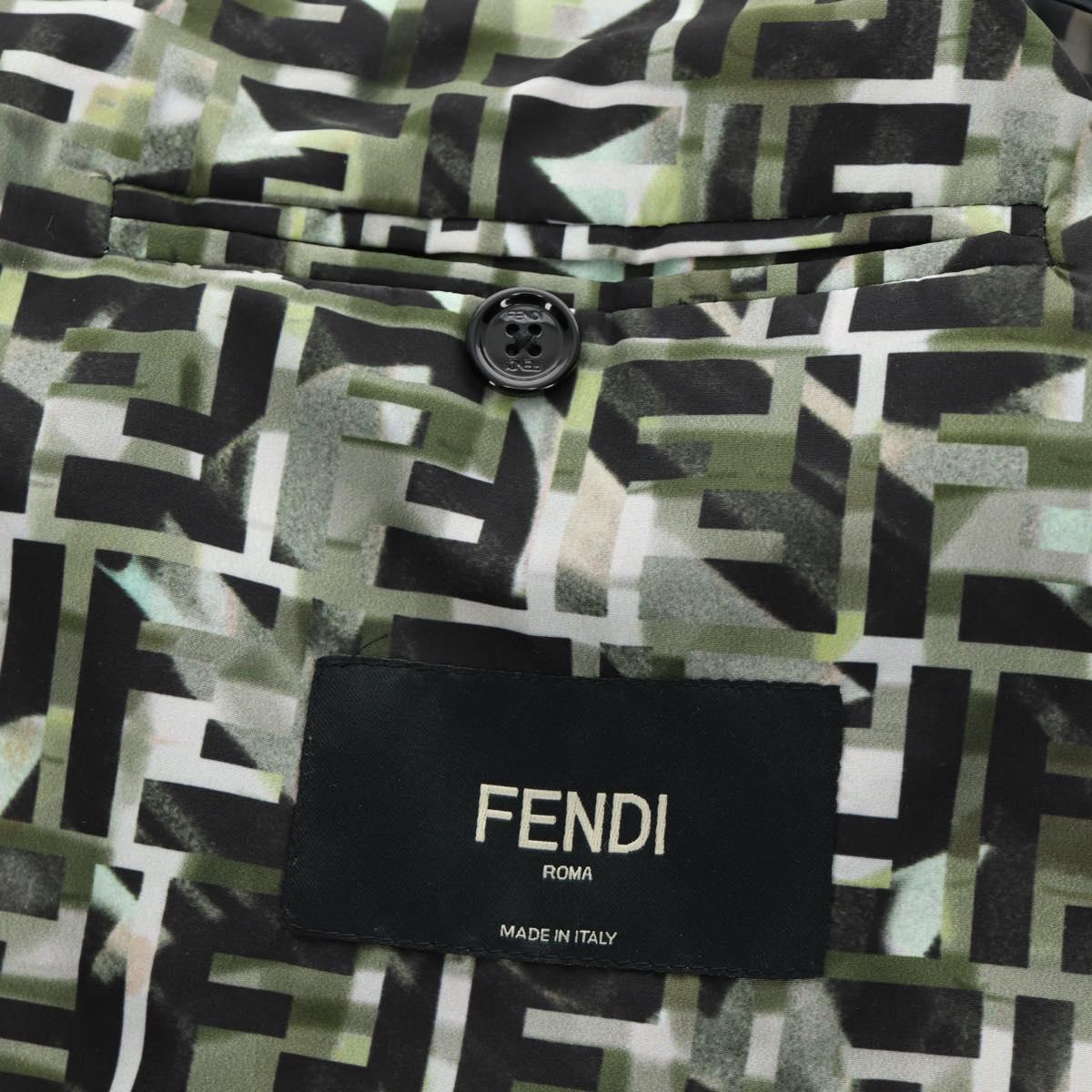FENDI Tailored Jacket Zucca Canvas polyester 44 Green Black Auth am11963V