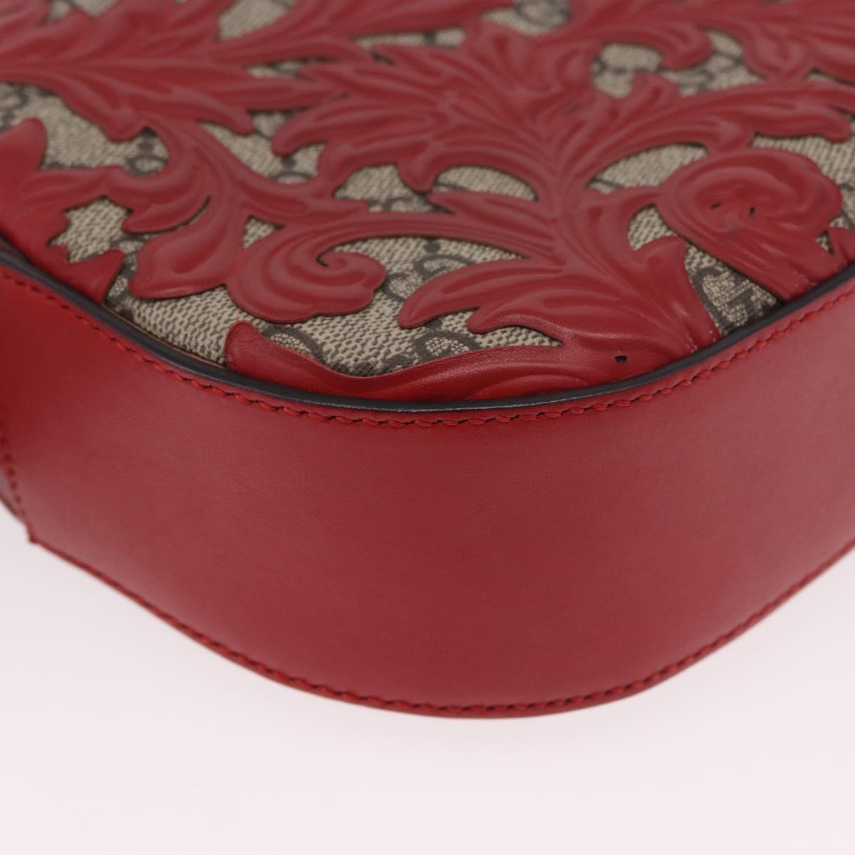 GUCCI GG Supreme Chain Shoulder Bag PVC Red Silver 409535 Auth am11964V