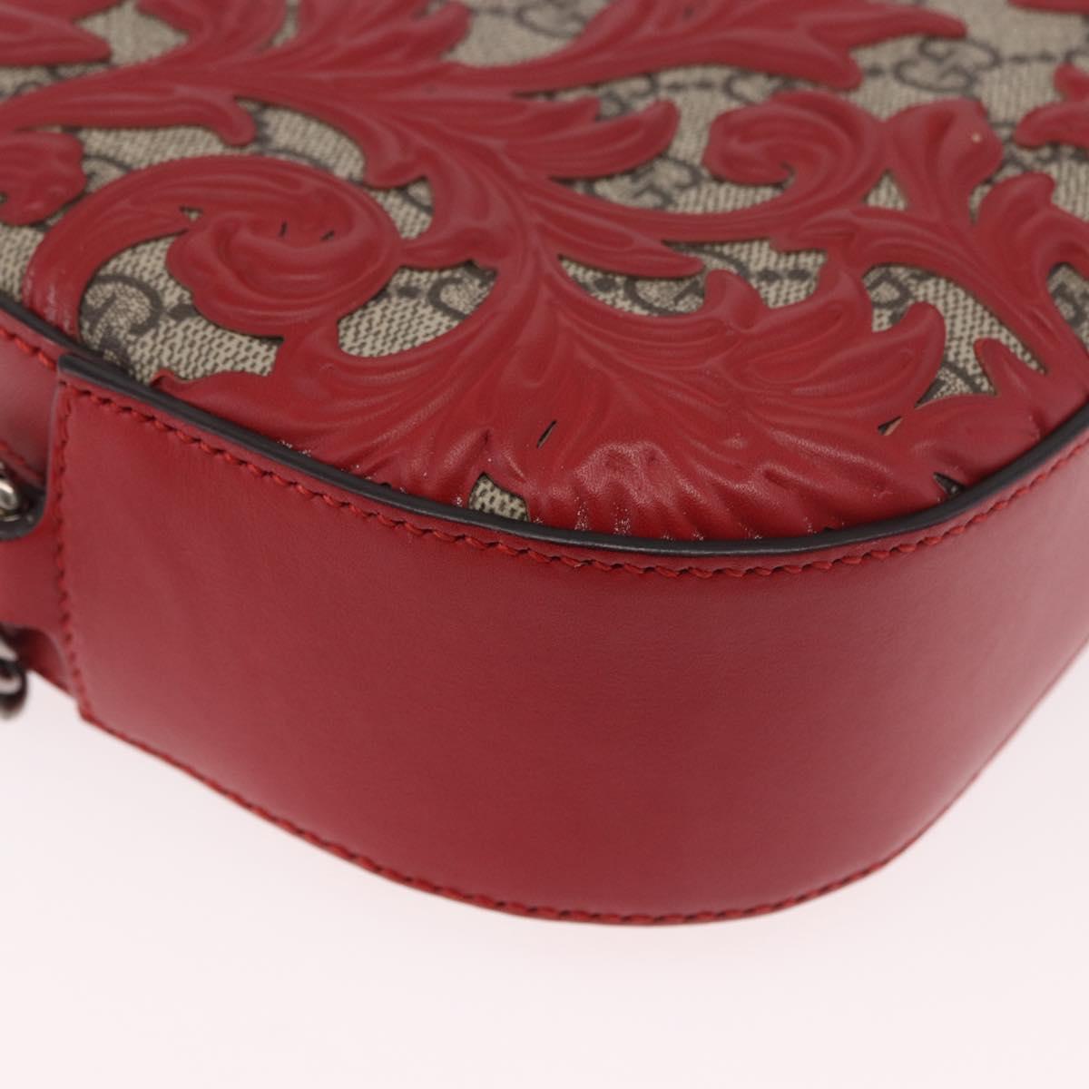 GUCCI GG Supreme Chain Shoulder Bag PVC Red Silver 409535 Auth am11964V