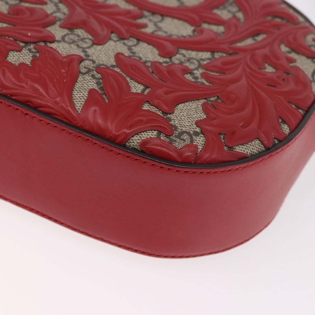 GUCCI GG Supreme Chain Shoulder Bag PVC Red Silver 409535 Auth am11964V