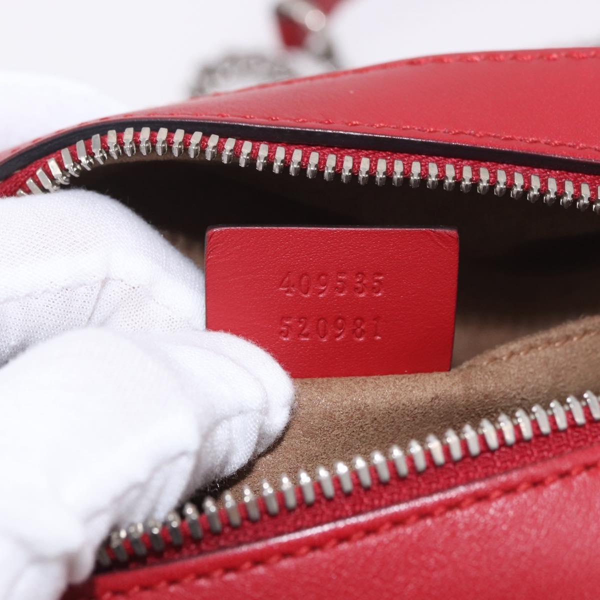 GUCCI GG Supreme Chain Shoulder Bag PVC Red Silver 409535 Auth am11964V