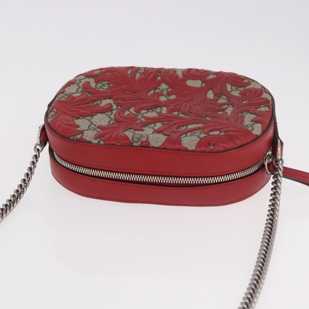 GUCCI GG Supreme Chain Shoulder Bag PVC Red Silver 409535 Auth am11964V