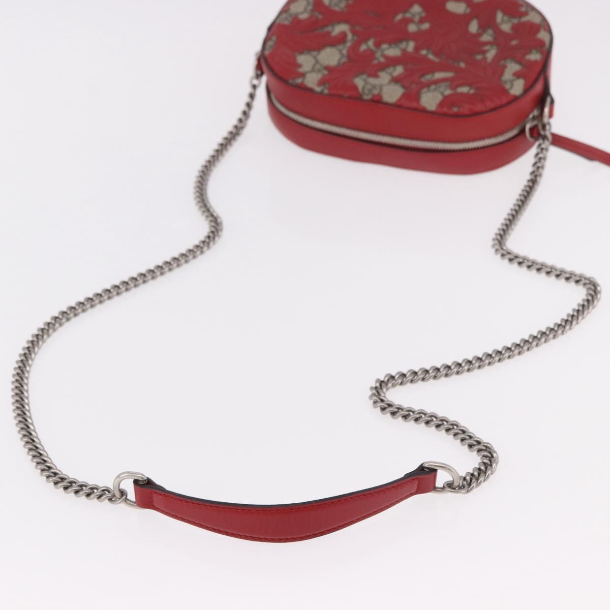 GUCCI GG Supreme Chain Shoulder Bag PVC Red Silver 409535 Auth am11964V