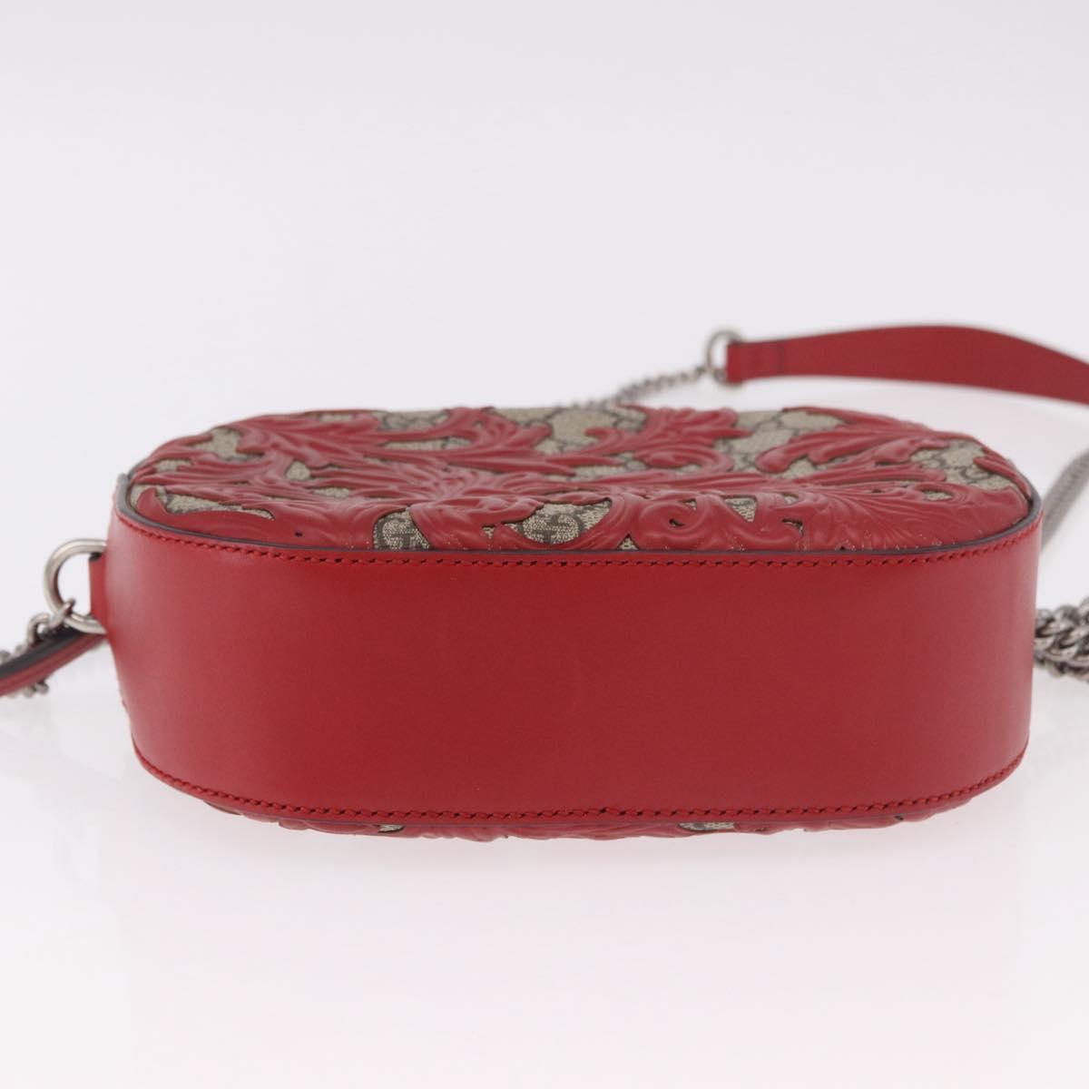 GUCCI GG Supreme Chain Shoulder Bag PVC Red Silver 409535 Auth am11964V