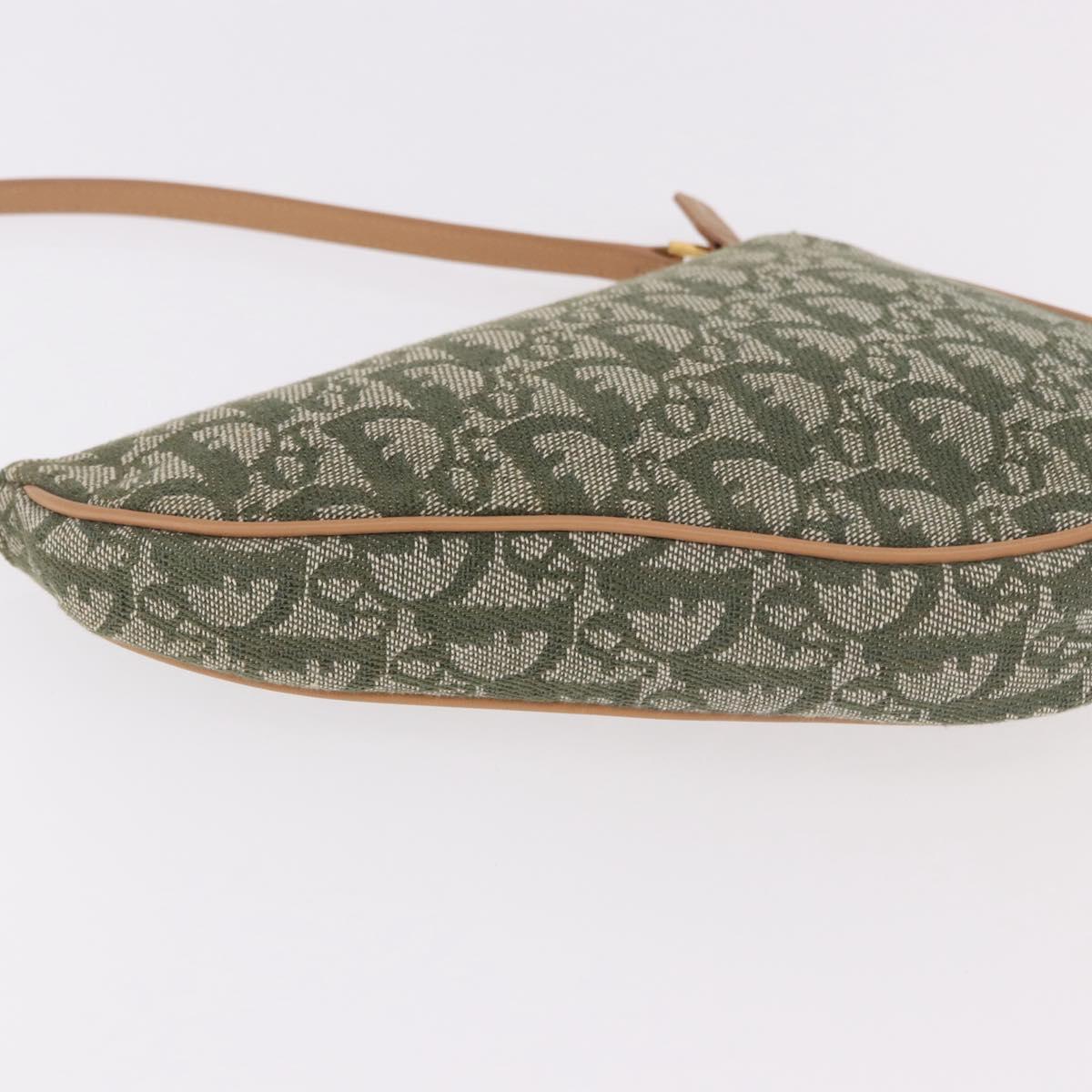 Christian Dior Trotter Canvas Saddle Pouch Khaki Gold Auth am11965V