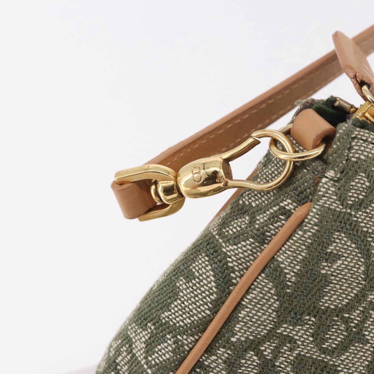Christian Dior Trotter Canvas Saddle Pouch Khaki Gold Auth am11965V