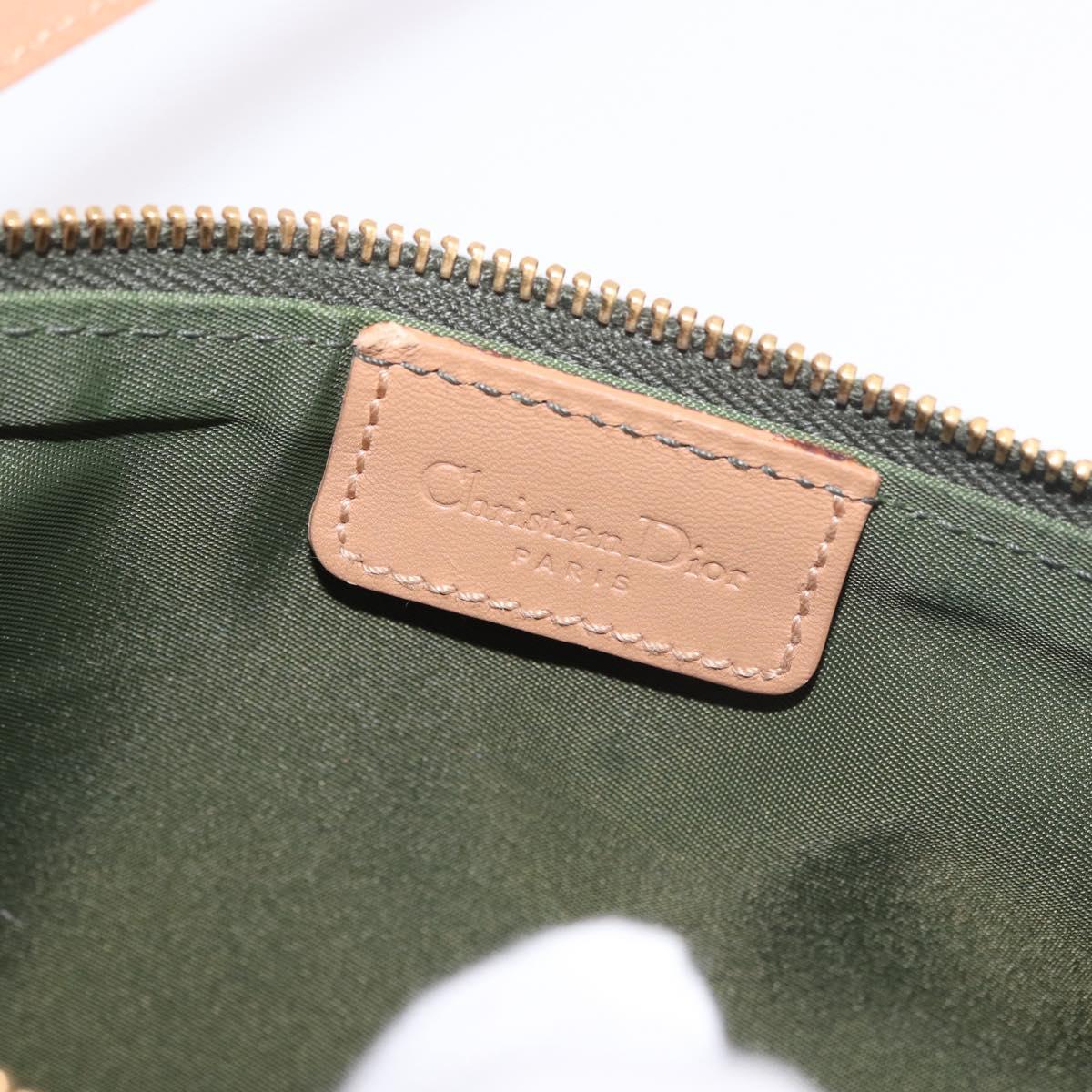Christian Dior Trotter Canvas Saddle Pouch Khaki Gold Auth am11965V