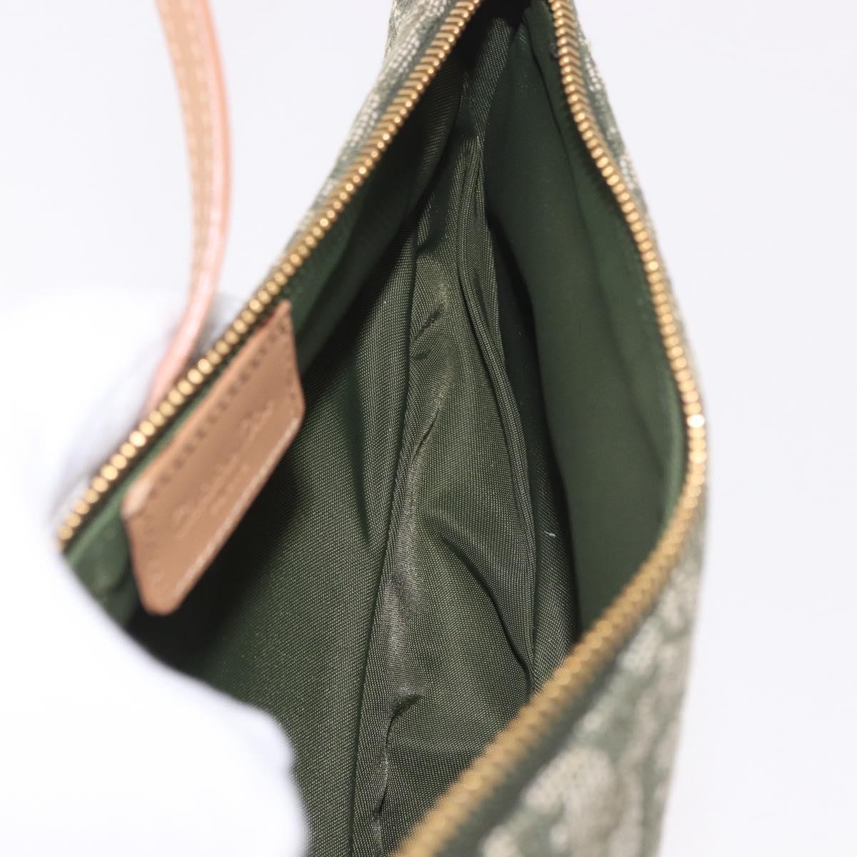 Christian Dior Trotter Canvas Saddle Pouch Khaki Gold Auth am11965V
