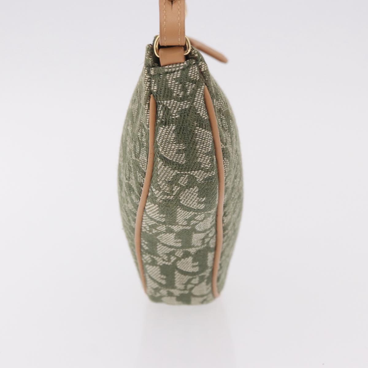 Christian Dior Trotter Canvas Saddle Pouch Khaki Gold Auth am11965V