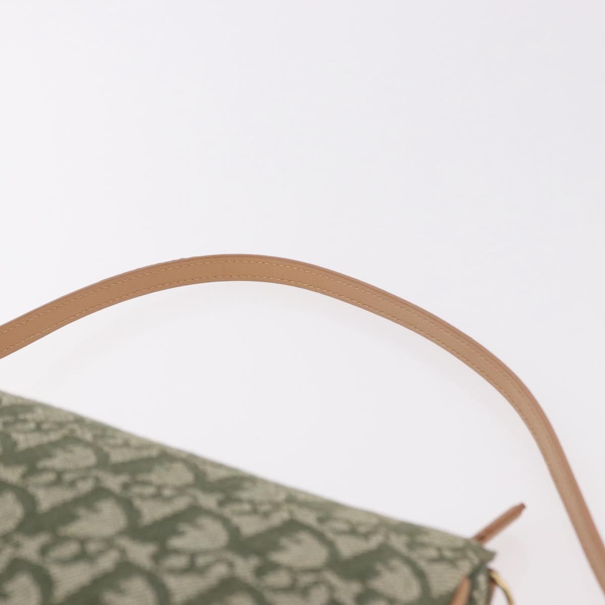 Christian Dior Trotter Canvas Saddle Pouch Khaki Gold Auth am11965V