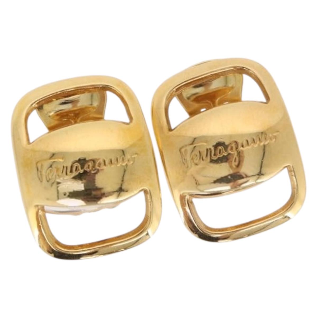 Salvatore Ferragamo Vala Earring Metal Gold Auth am11968V