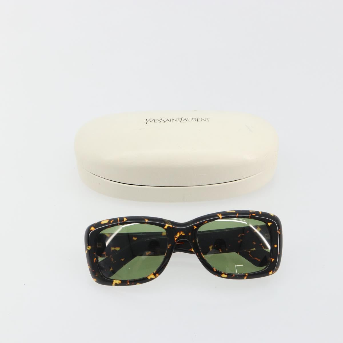 SAINT LAURENT Sunglasses Plastic Brown Gold Auth am11969A