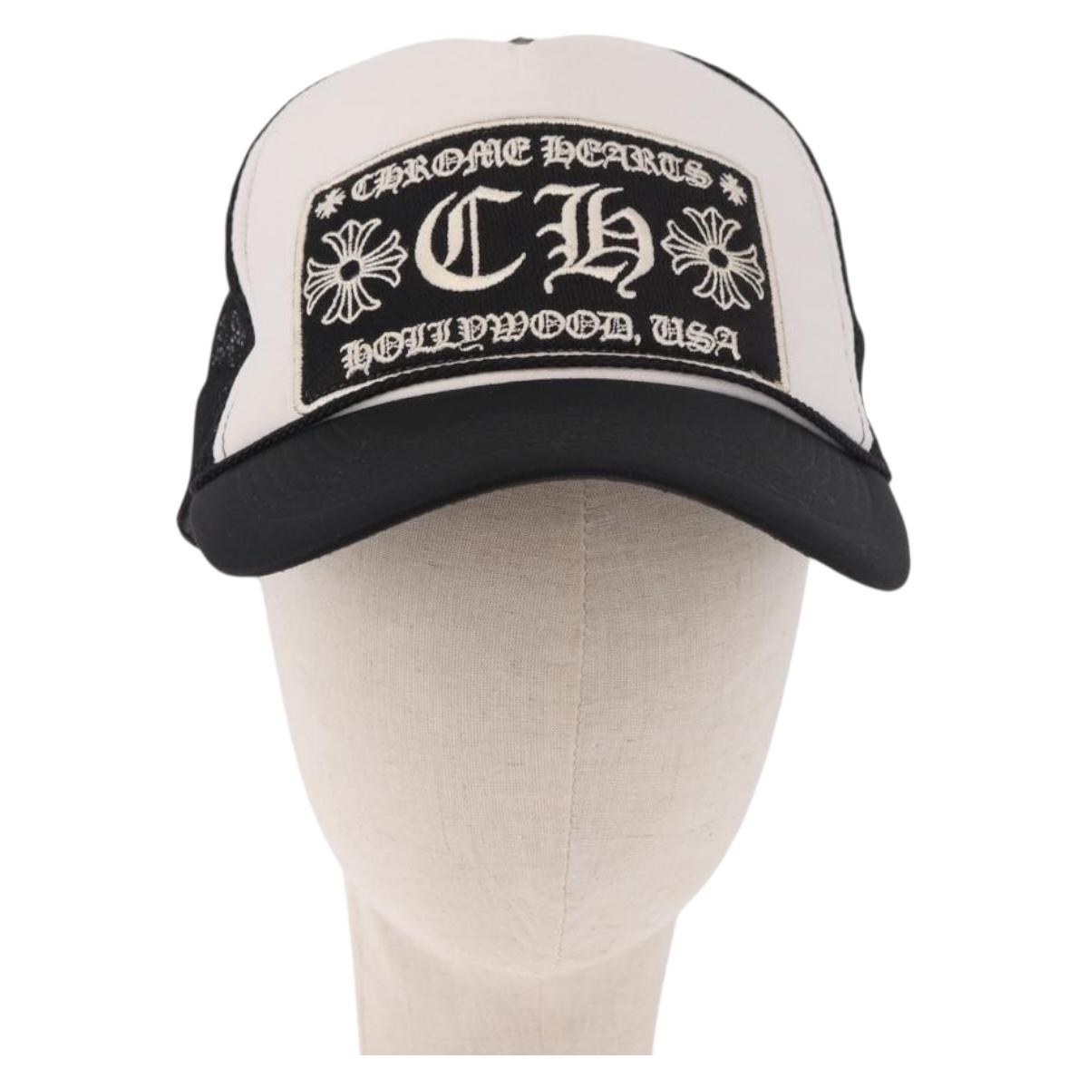 Chrome Hearts Tracker Cap Cotton Black White Gold Auth am11970V