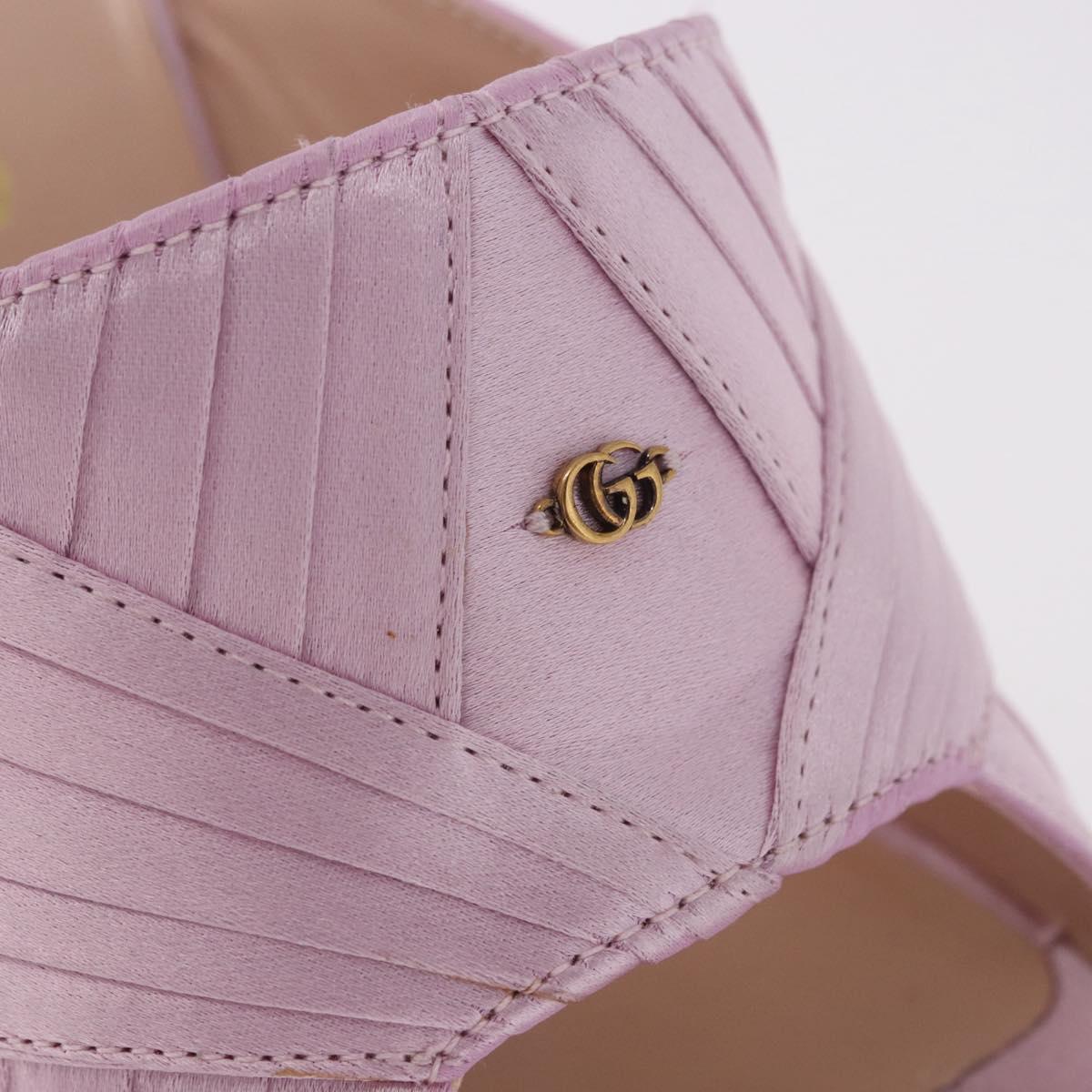 GUCCI GG Marmont Sandals Satin 35 Pink Gold Auth am11971M