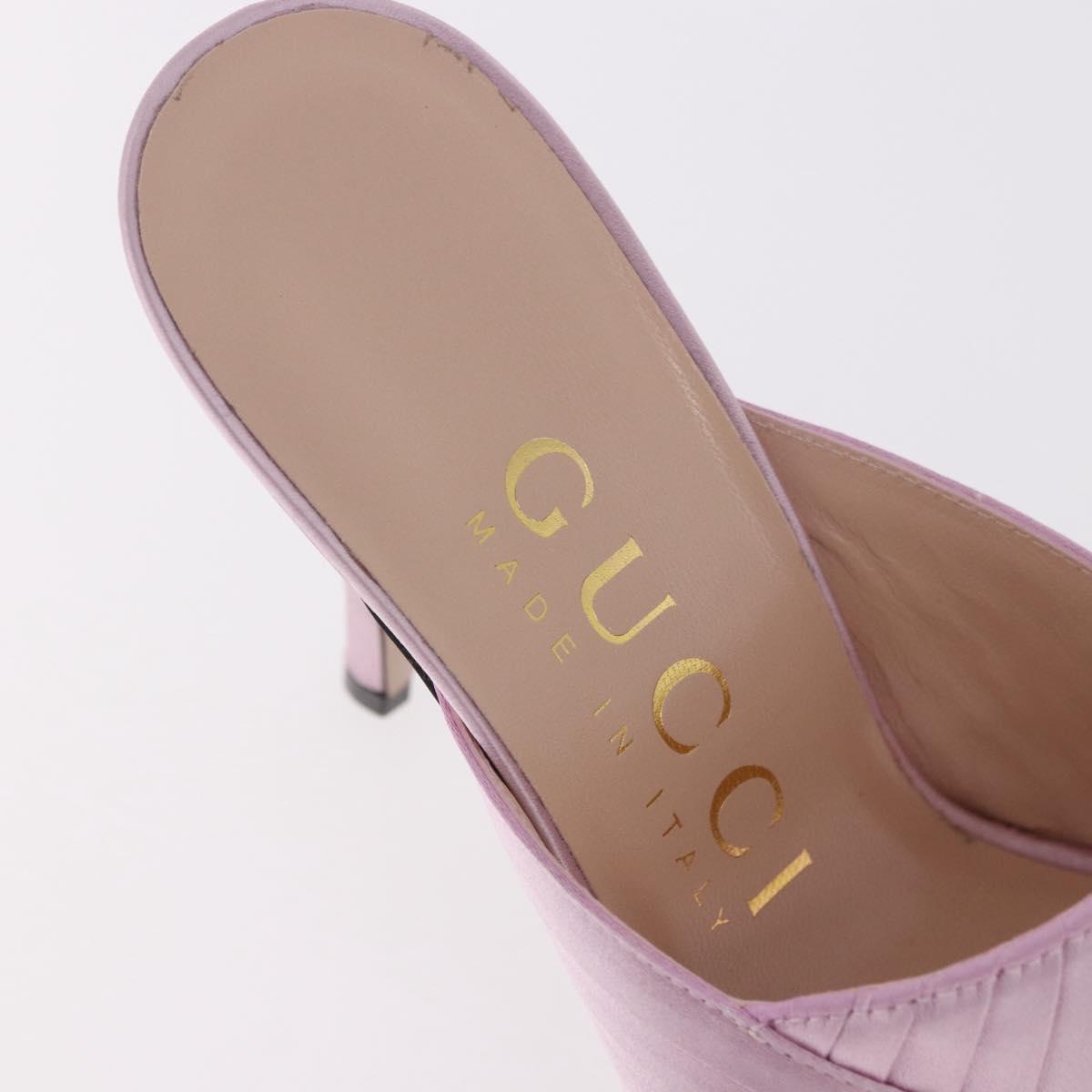 GUCCI GG Marmont Sandals Satin 35 Pink Gold Auth am11971M