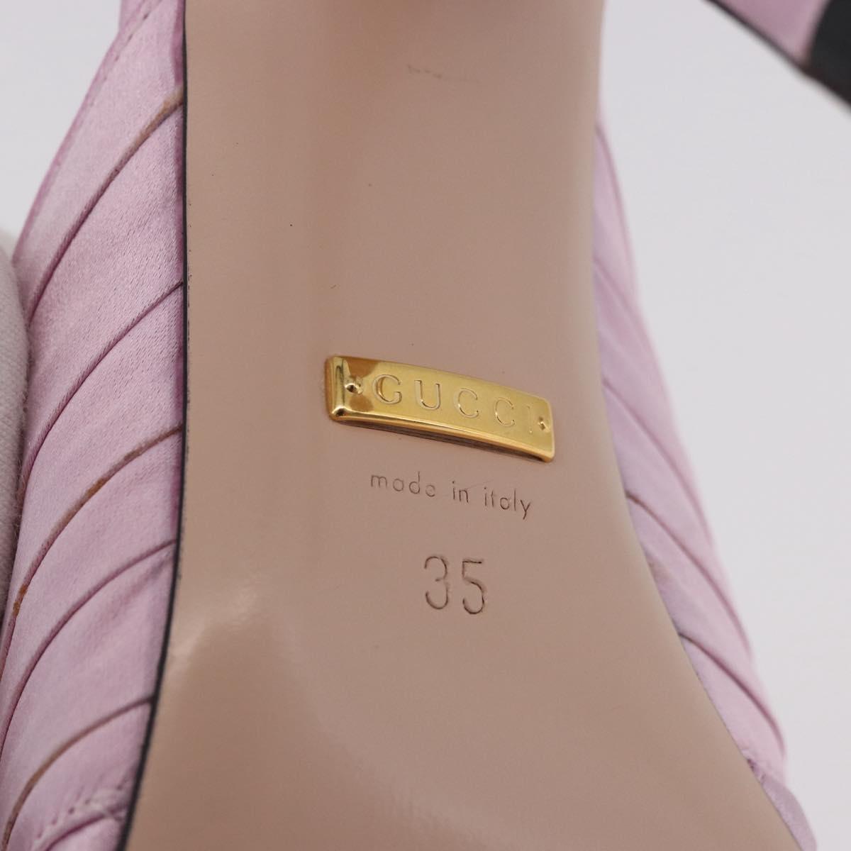 GUCCI GG Marmont Sandals Satin 35 Pink Gold Auth am11971M