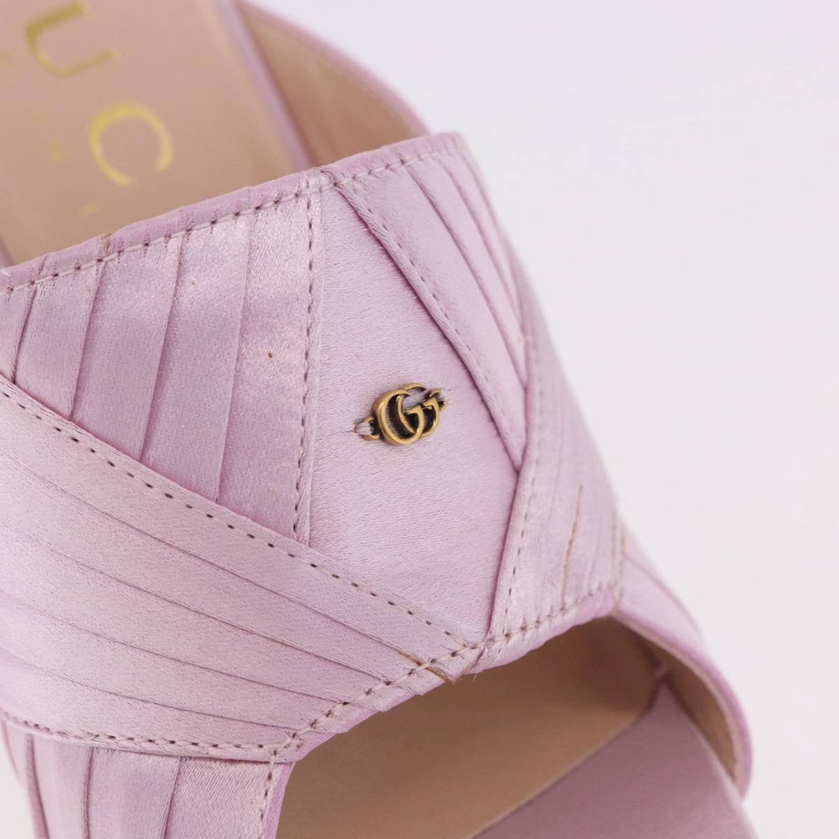 GUCCI GG Marmont Sandals Satin 35 Pink Gold Auth am11971M